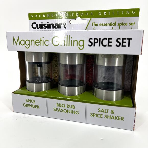 Cuisinart Css-33 Magnetic Grilling Spice Set Silver 3 piece NEW in Box - Picture 2 of 7